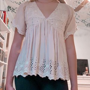 light pink babydoll lace top open tie back